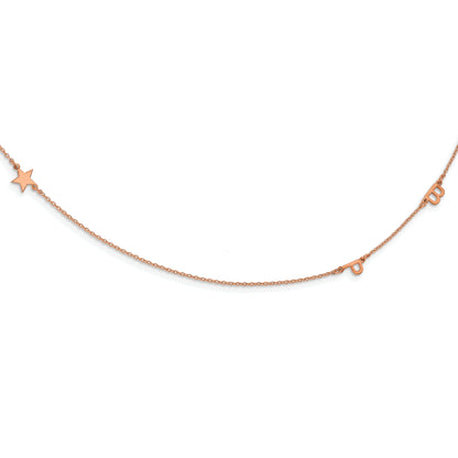 14K Rose Gold Brushed 3 Initial/Symbol Necklace