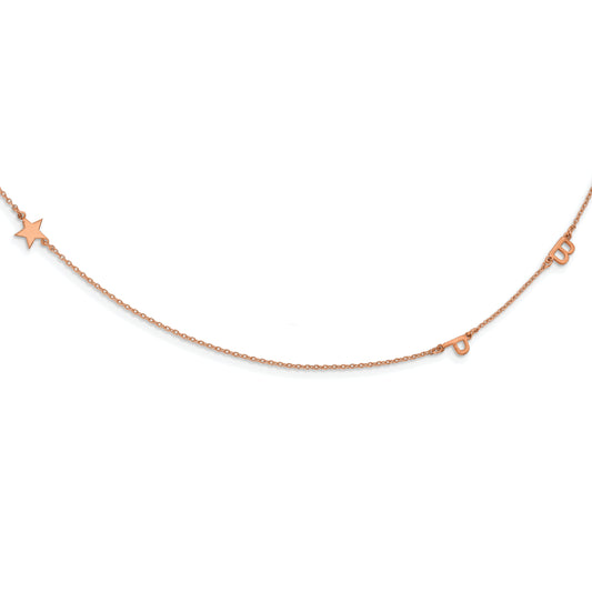 14K Rose Gold Brushed 3 Initial/Symbol Necklace
