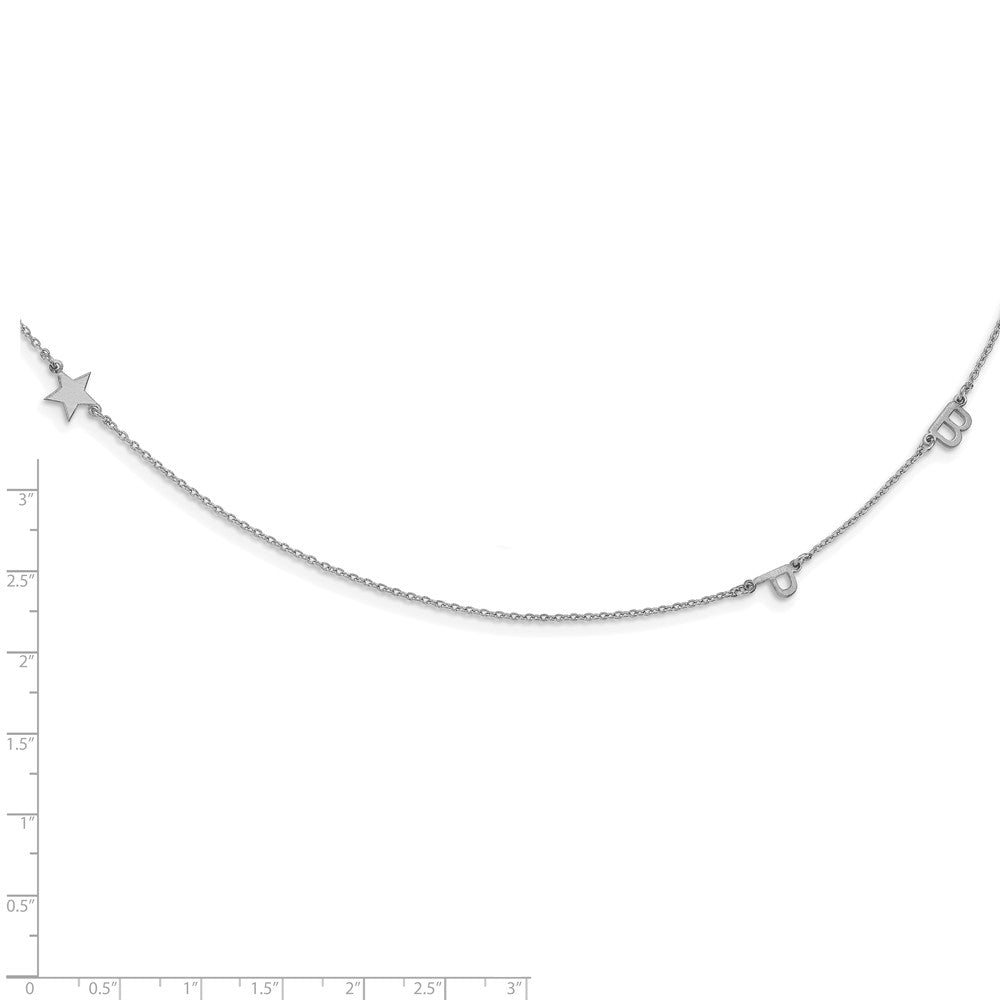 14K White Gold Brushed 3 Initial/Symbol Necklace
