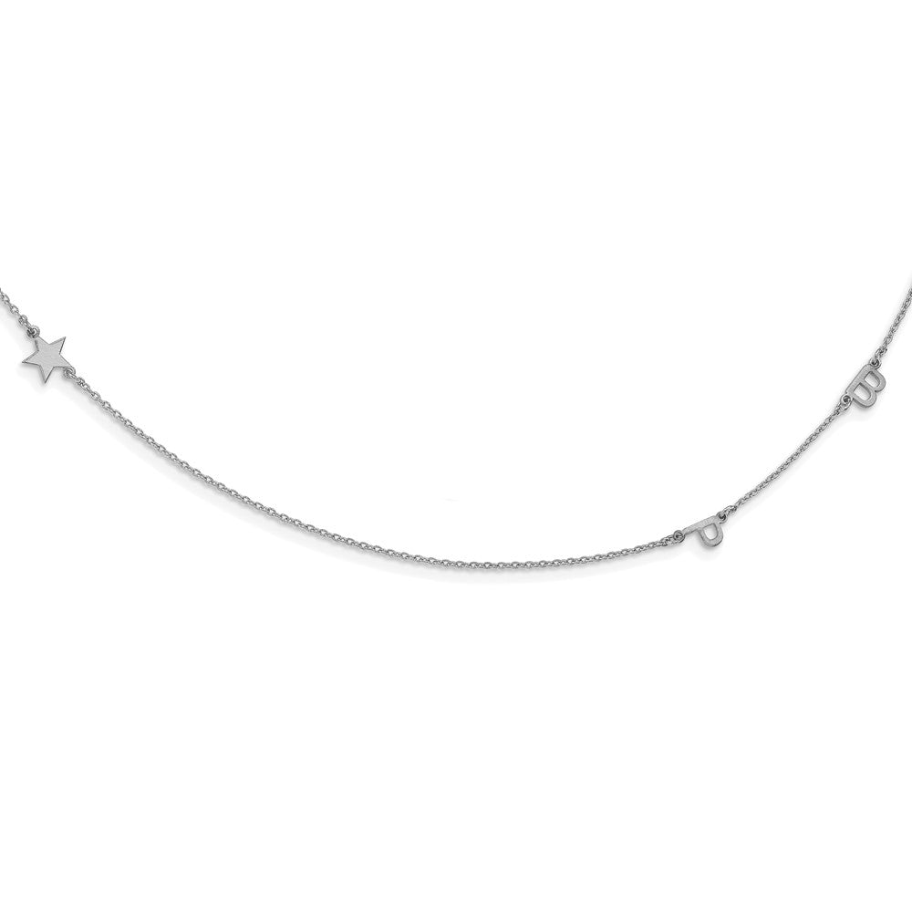 14K White Gold Brushed 3 Initial/Symbol Necklace