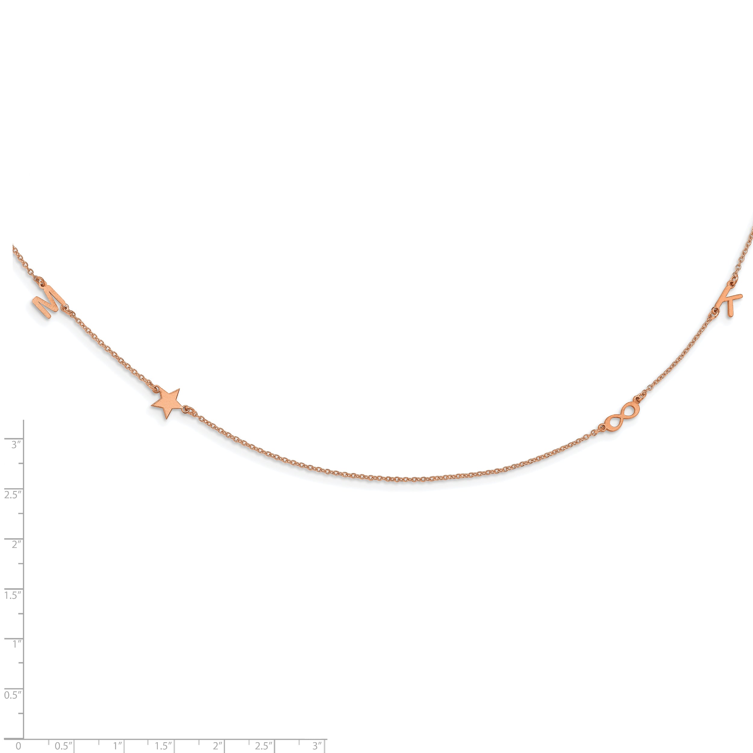 14K Rose Gold Brushed 4 Initial/Symbol Necklace