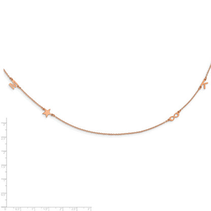 14K Rose Gold Brushed 4 Initial/Symbol Necklace