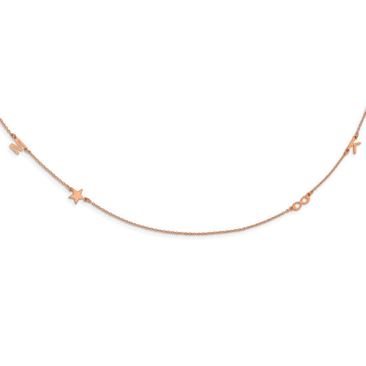 14K Rose Gold Brushed 4 Initial/Symbol Necklace