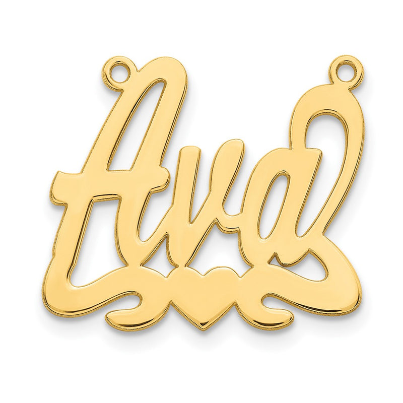 14K Yellow Gold Heart Name Plate