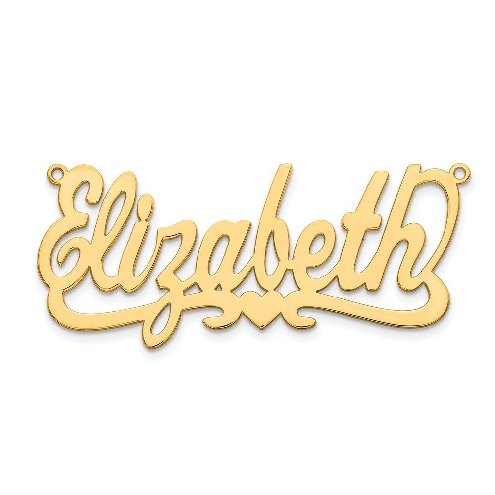 14K Yellow Gold Heart Name Plate