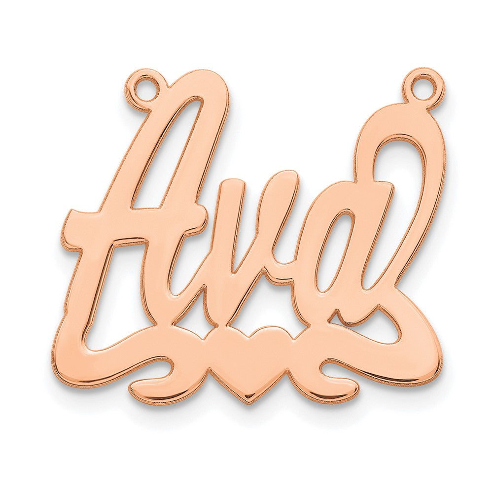 Rose Plated Sterling Silver/Rose Heart Name Plate