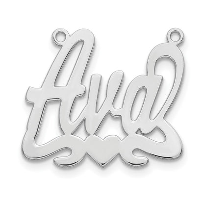 Sterling Silver Silver/Rhodium Plated Heart Name Plate