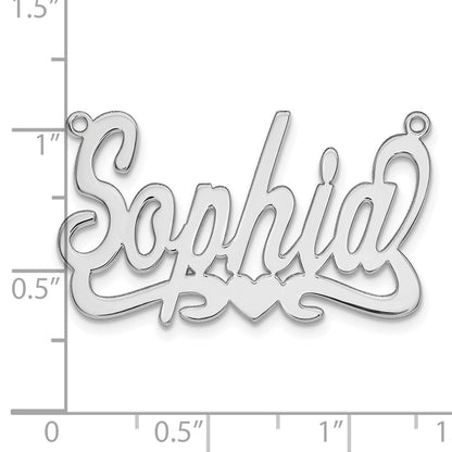 Sterling Silver Silver/Rhodium Plated Heart Name Plate
