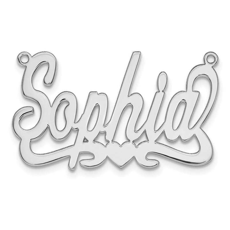 14K White Gold Heart Name Plate