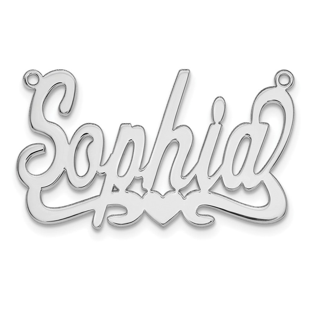 Sterling Silver Silver/Rhodium Plated Heart Name Plate