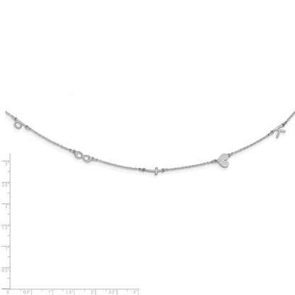 14K White Gold Brushed 5 Initial/Symbol Necklace