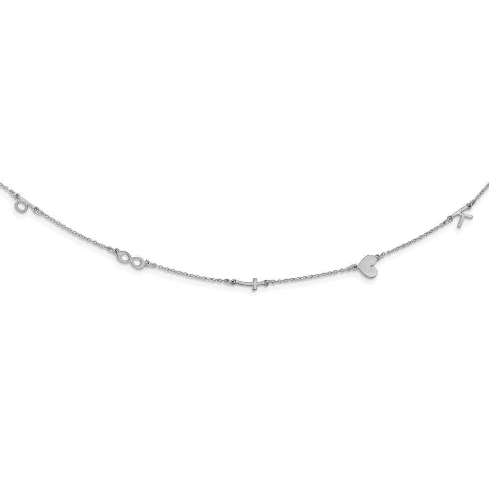 14K White Gold Brushed 5 Initial/Symbol Necklace