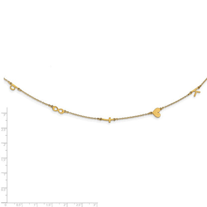 14K Yellow Gold Brushed 5 Initial/Symbol Necklace