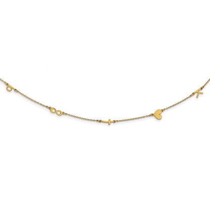 14K Yellow Gold Brushed 5 Initial/Symbol Necklace