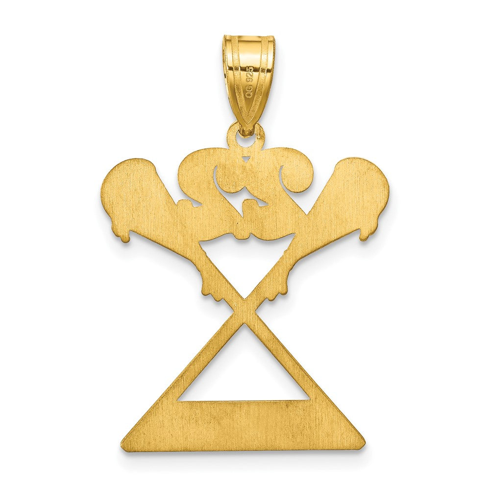 14K Yellow Gold Personalized Lacrosse Pendant