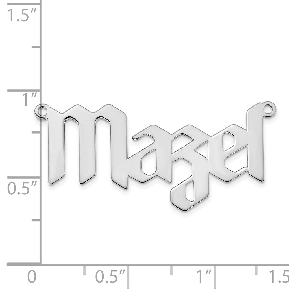 Sterling Silver Rhod Plated Polished New Gothic Textura Font Name Plate