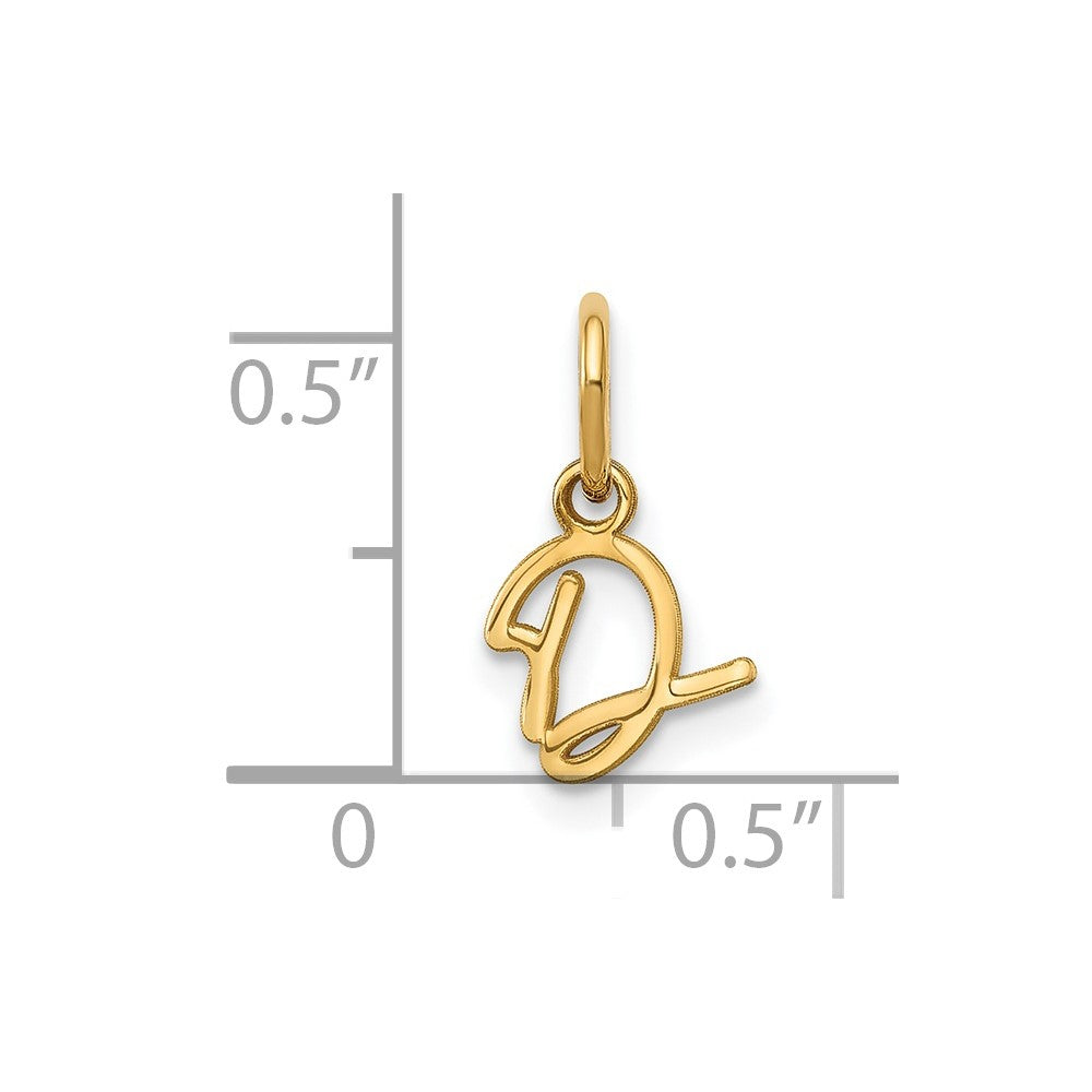 14k Yellow Gold 14KY Upper case Letter D Initial Charm