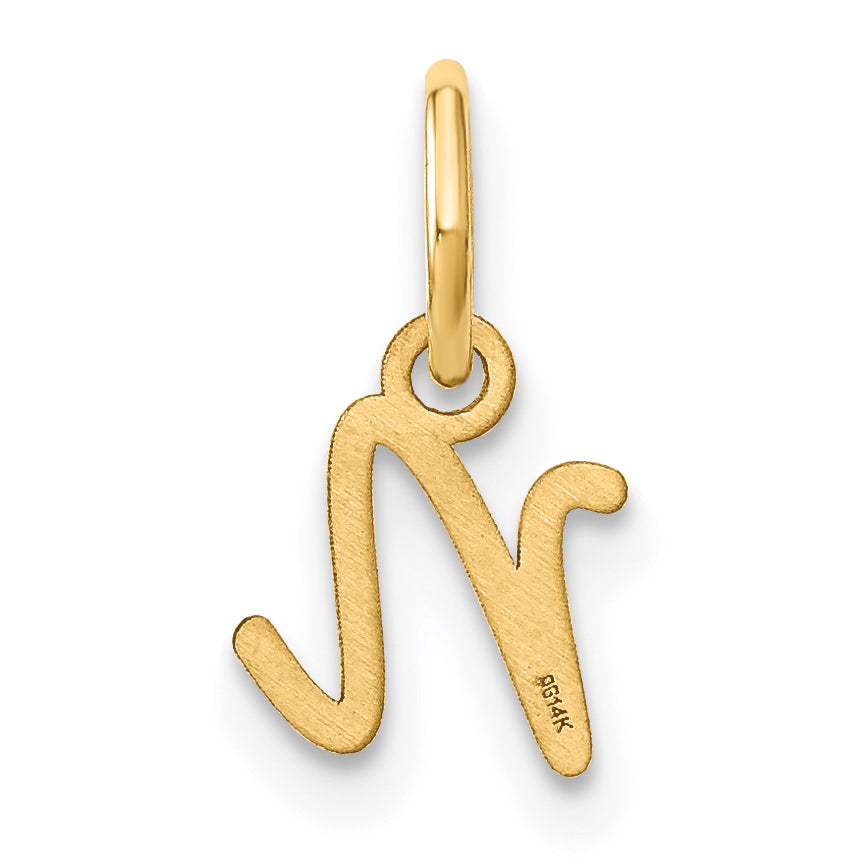 14k Yellow Gold 14KY Upper case Letter N Initial Charm
