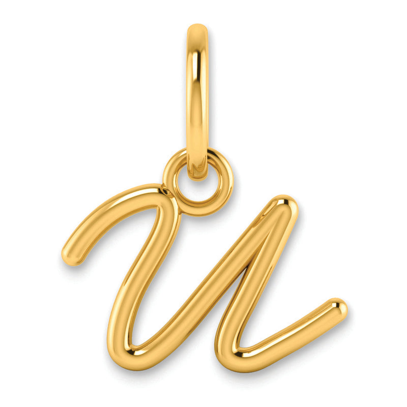 14K Yellow Gold 14Ky Upper Case Letter U Initial Charm