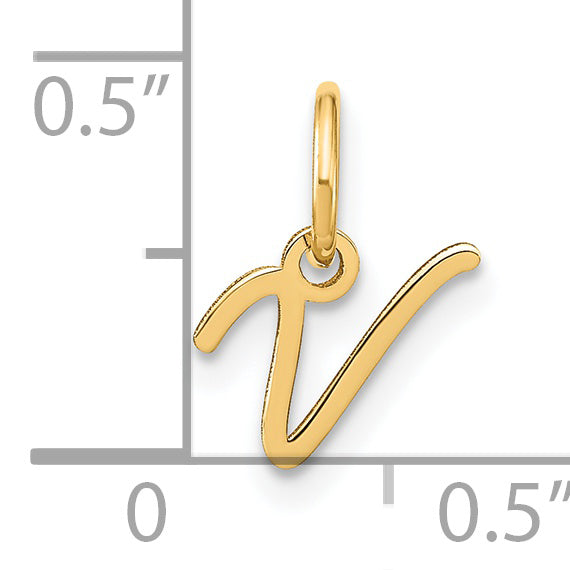 14k Yellow Gold 14KY Upper case Letter V Initial Charm