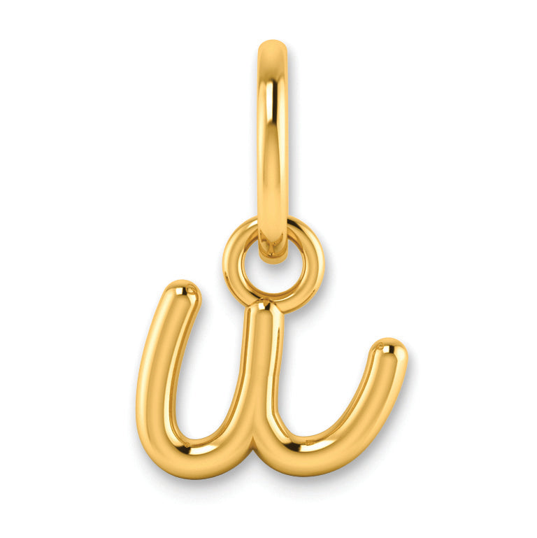 14K Yellow Gold 14Ky Lower Case Letter U Initial Charm
