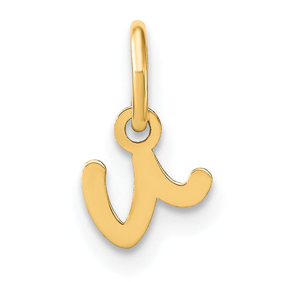 14k Yellow Gold 14KY Lower case Letter V Initial Charm