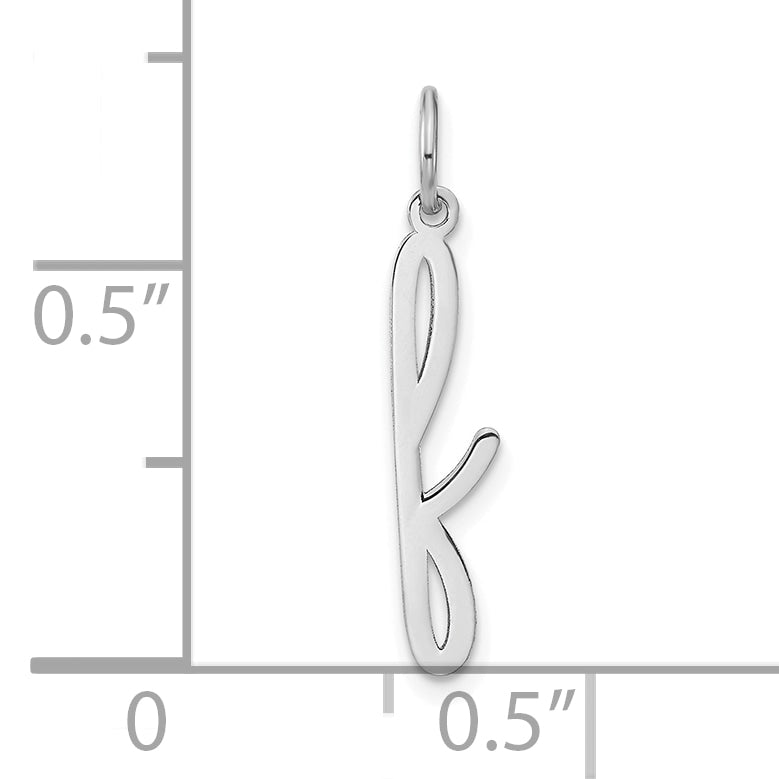 14k White Gold 14KW Lower case Letter F Initial Charm