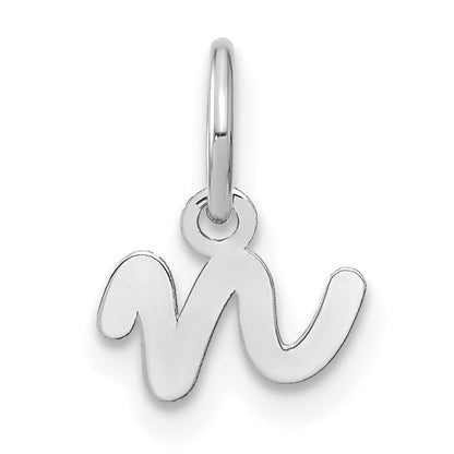 14k White Gold 14KW Lower case Letter N Initial Charm