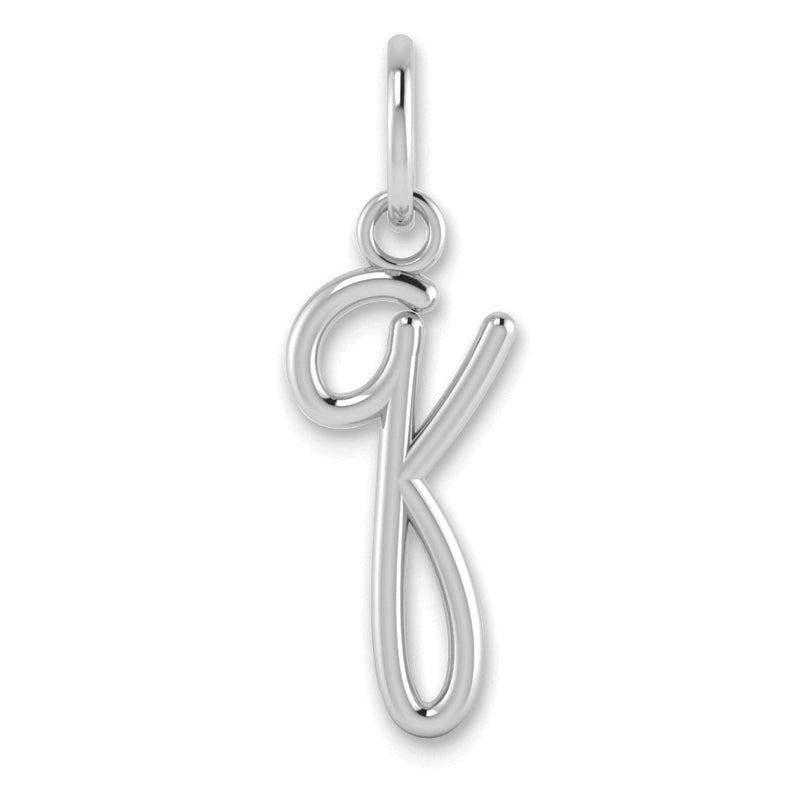 14K White Gold 14Kw Lower Case Letter Q Initial Charm