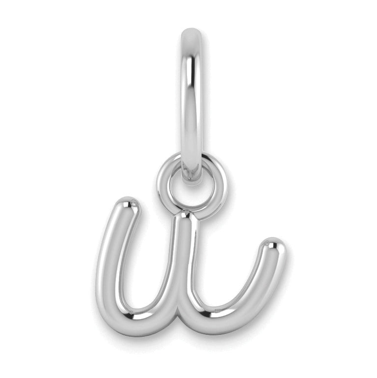 14K White Gold 14Kw Lower Case Letter U Initial Charm