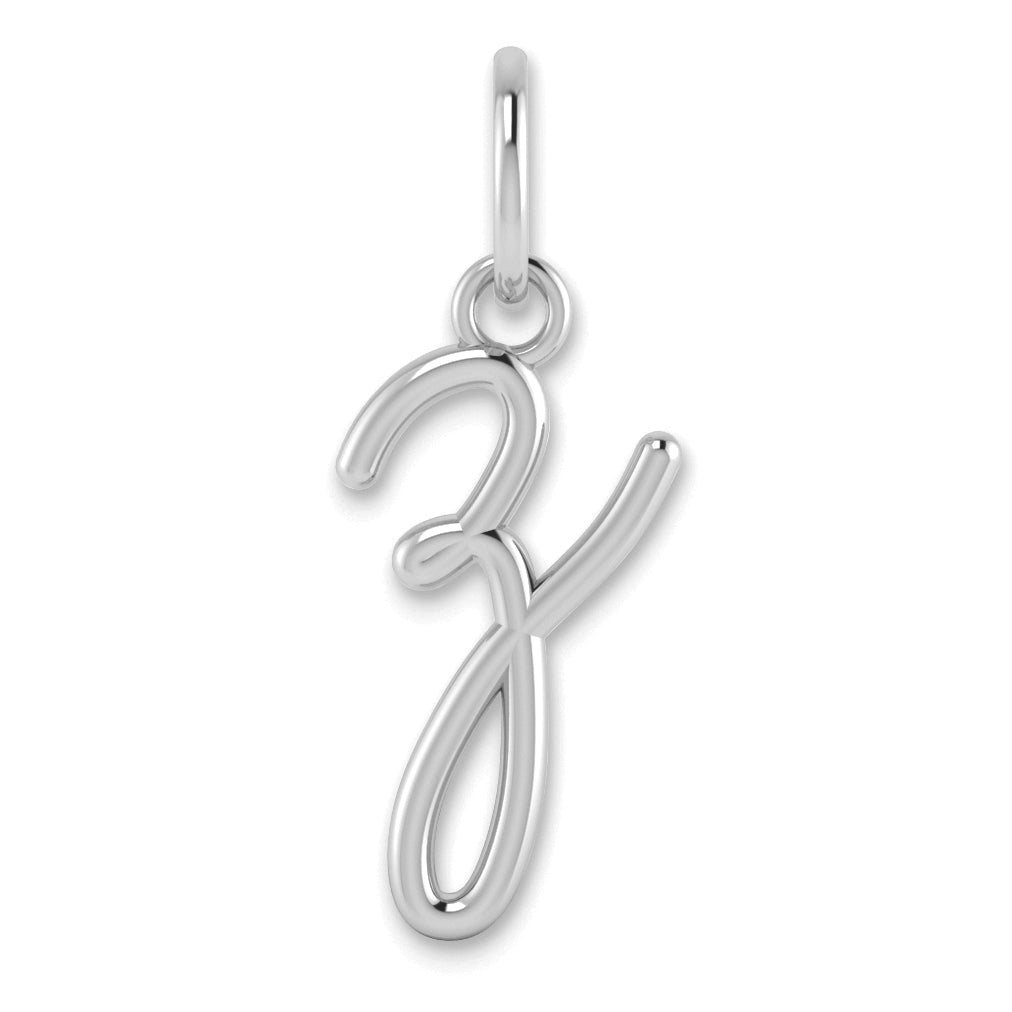 14K White Gold 14Kw Lower Case Letter Z Initial Charm