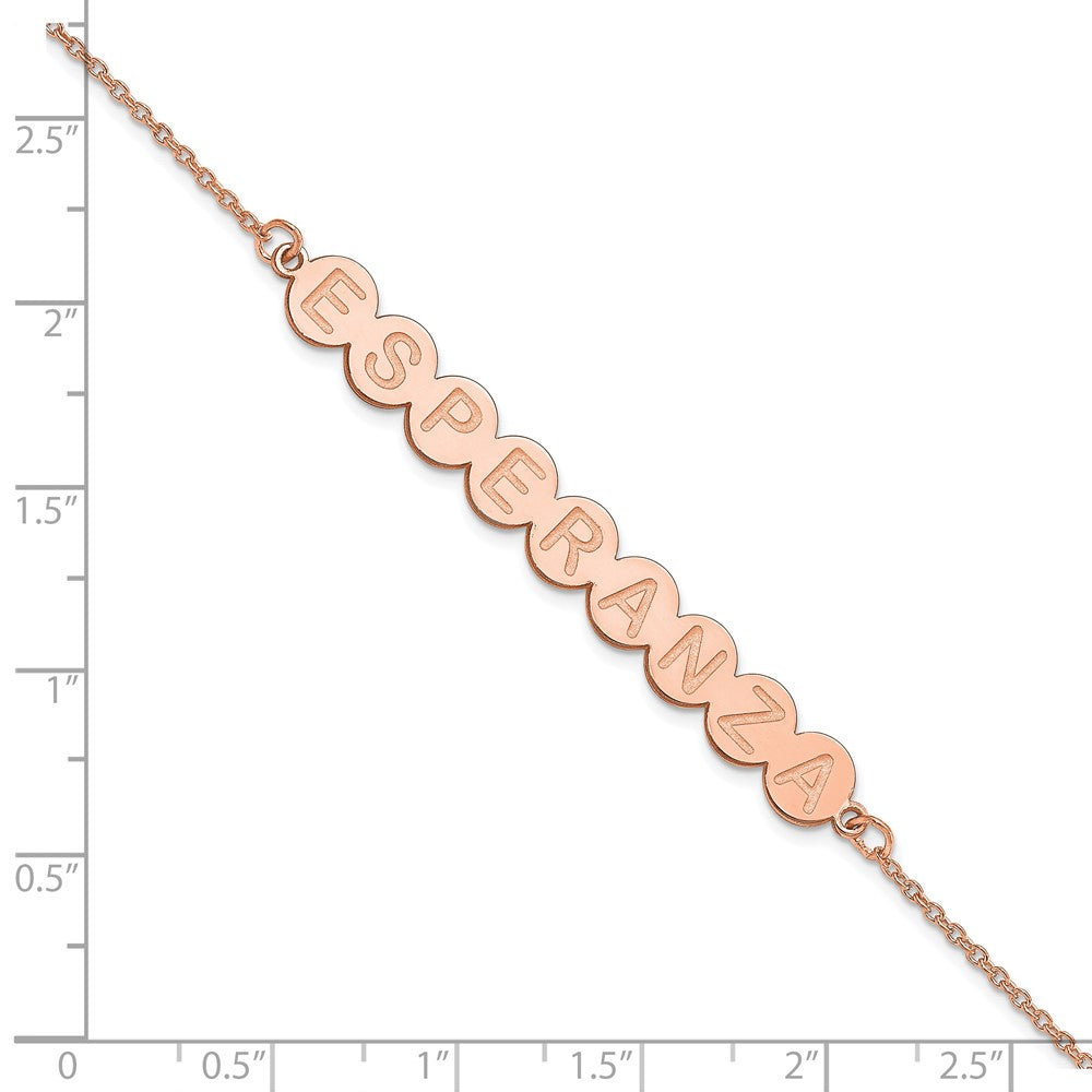 Rose Plated Sterling Silver/Rose 9 Letter Bubble Bracelet
