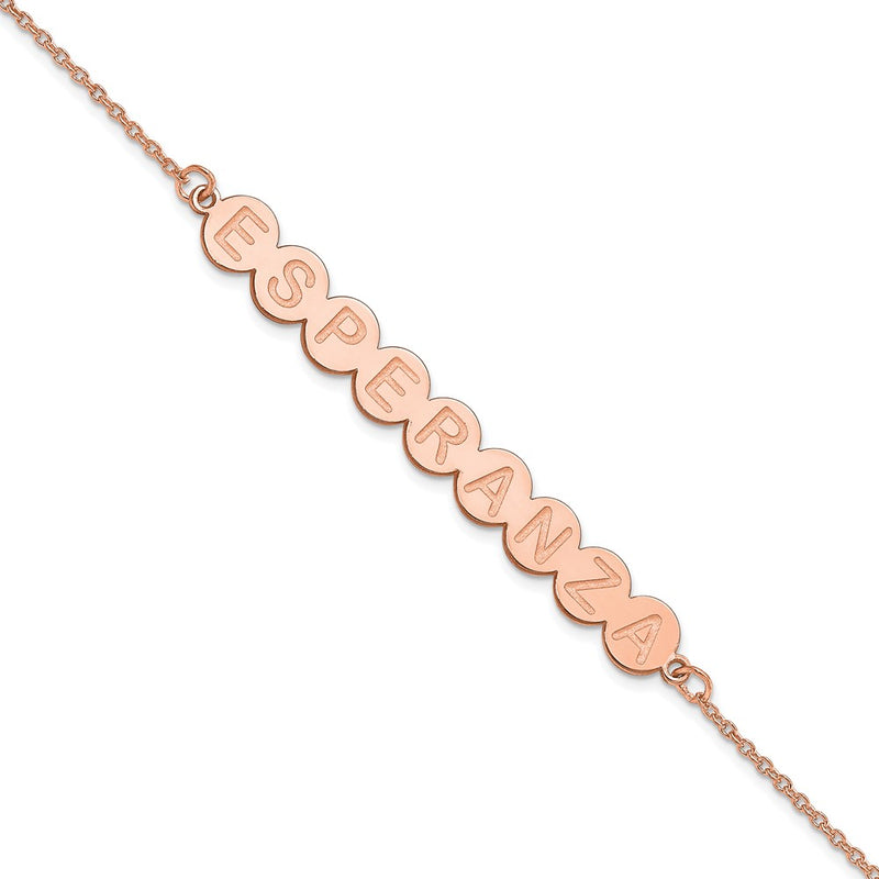 Rose Plated Sterling Silver/Rose 9 Letter Bubble Bracelet