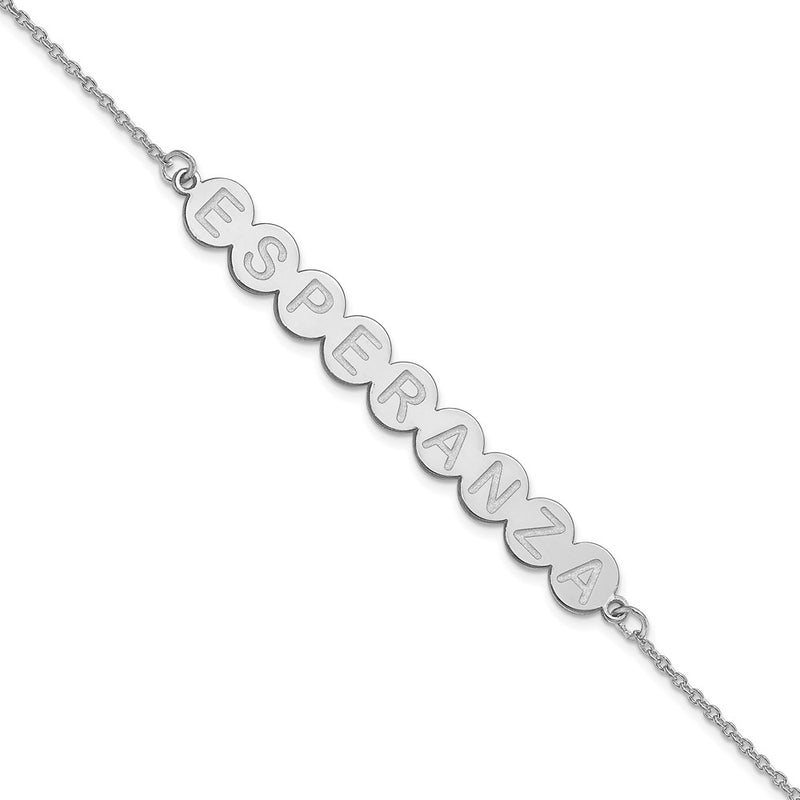 Sterling Silver Silver/Rhodium Plated 9 Letter Bubble Bracelet
