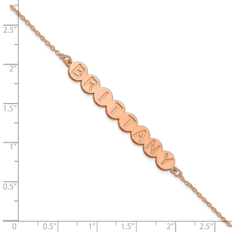 Rose Plated Sterling Silver/Rose 8 Letter Bubble Bracelet