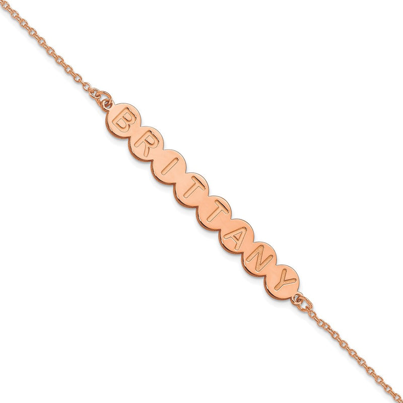 Rose Plated Sterling Silver/Rose 8 Letter Bubble Bracelet
