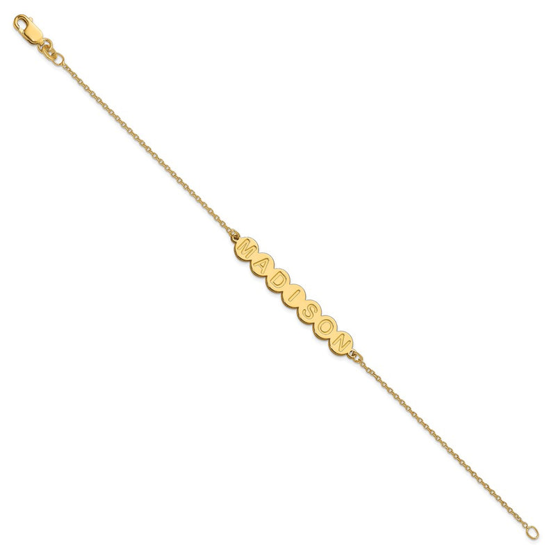 Gold Plated Sterling Silver/Gold 7 Letter Bubble Bracelet