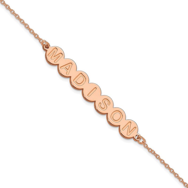 Rose Plated Sterling Silver/Rose 7 Letter Bubble Bracelet