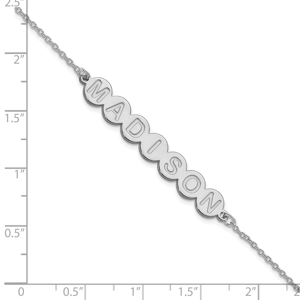 Sterling Silver Silver/Rhodium Plated 7 Letter Bubble Bracelet