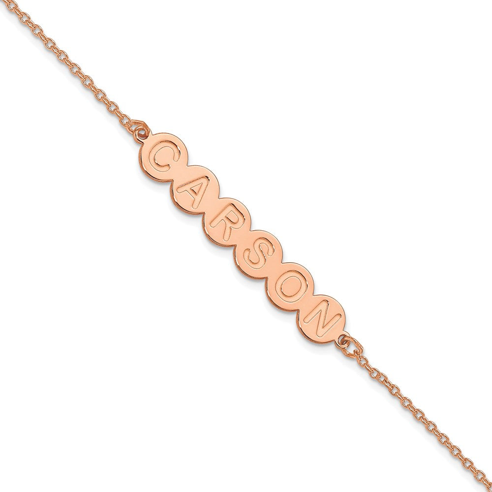 Rose Plated Sterling Silver/Rose 6 Letter Bubble Bracelet