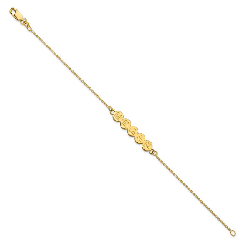 Gold Plated Sterling Silver/Gold 5 Letter Bubble Bracelet