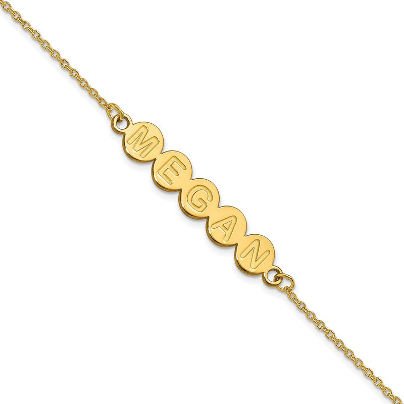 Gold Plated Sterling Silver/Gold 5 Letter Bubble Bracelet