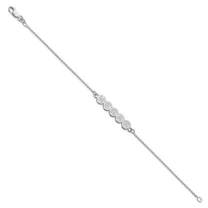Sterling Silver Silver/Rhodium Plated 5 Letter Bubble Bracelet