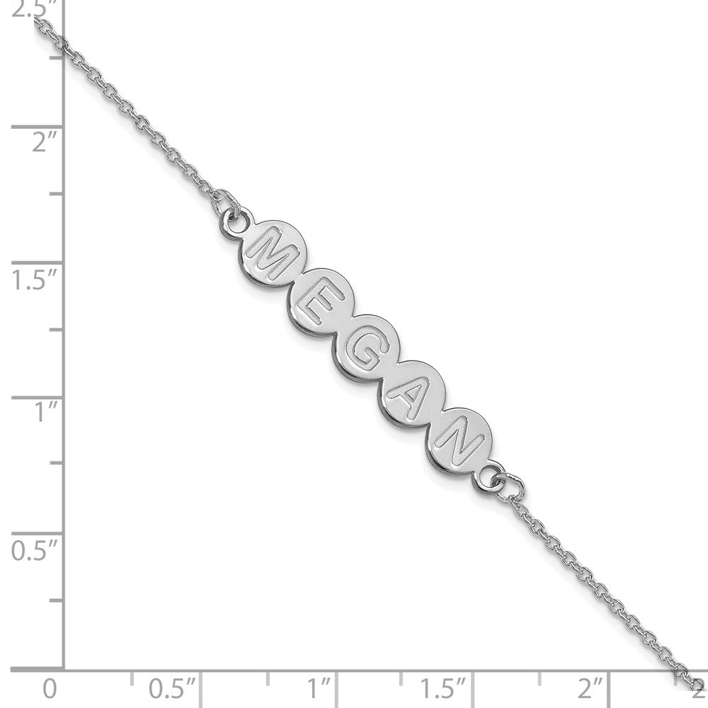 Sterling Silver Silver/Rhodium Plated 5 Letter Bubble Bracelet