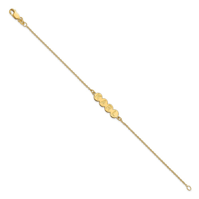 Gold Plated Sterling Silver/Gold 4 Letter Bubble Bracelet