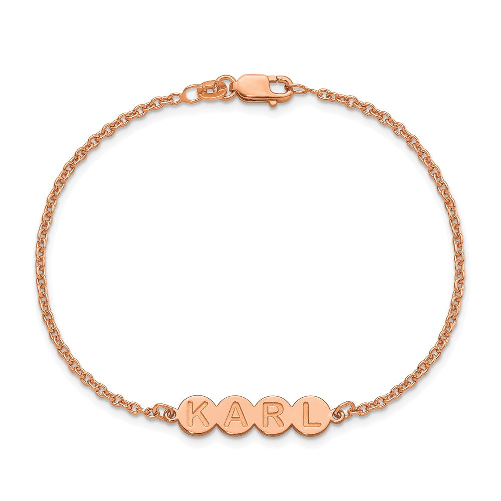 Rose Plated Sterling Silver/Rose 4 Letter Bubble Bracelet
