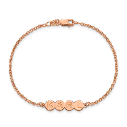 Rose Plated Sterling Silver/Rose 4 Letter Bubble Bracelet