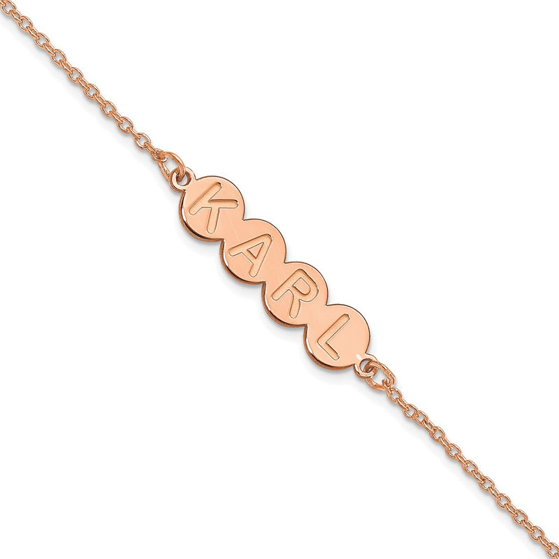Rose Plated Sterling Silver/Rose 4 Letter Bubble Bracelet