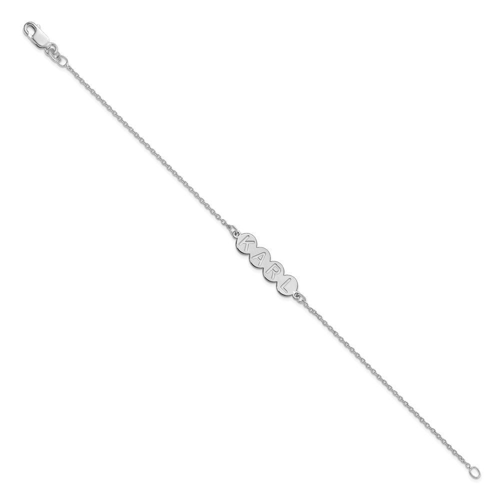 14K White Gold 4 Letter Bubble Bracelet