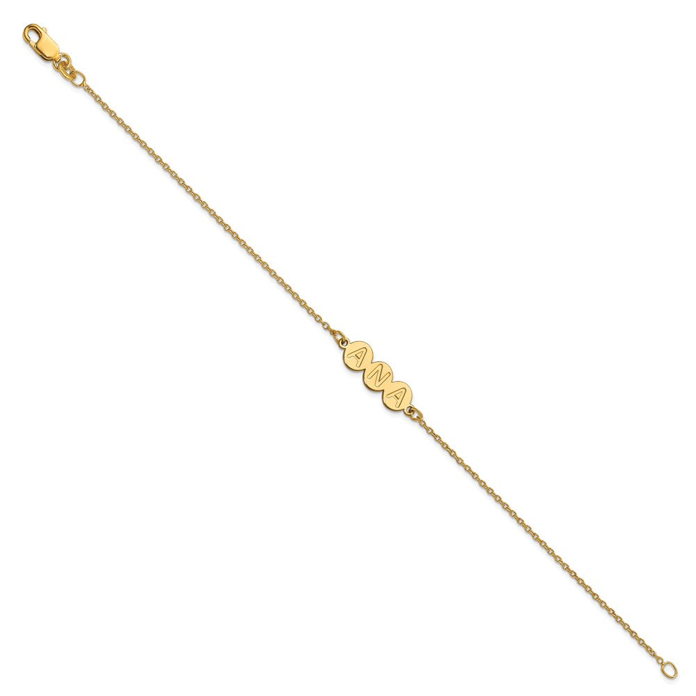 Gold Plated Sterling Silver/Gold 3 Letter Bubble Bracelet